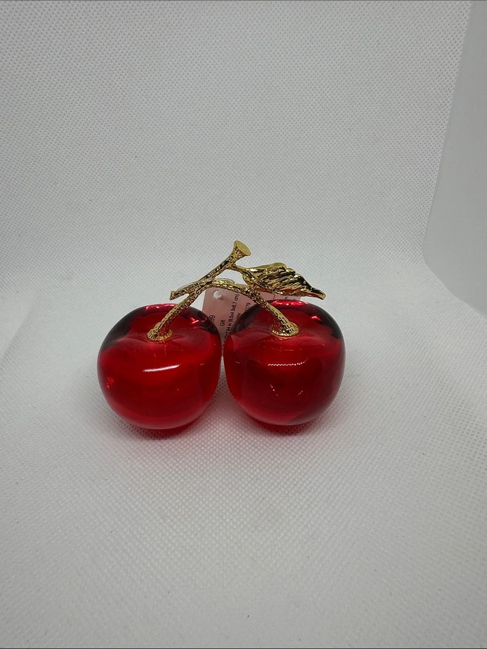 Decorative Red Cherry Accent with Gold Stem & Green Leaf 🍃Absolutely Stunning 🤩🍒